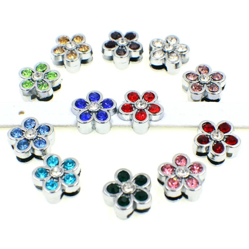 10pcs Slide Charms Birthstone DIY Accessories Internal Dia 8mm Fit Bracelet Necklace Belt Wristband Pet Collar Keychain Gift - купить по