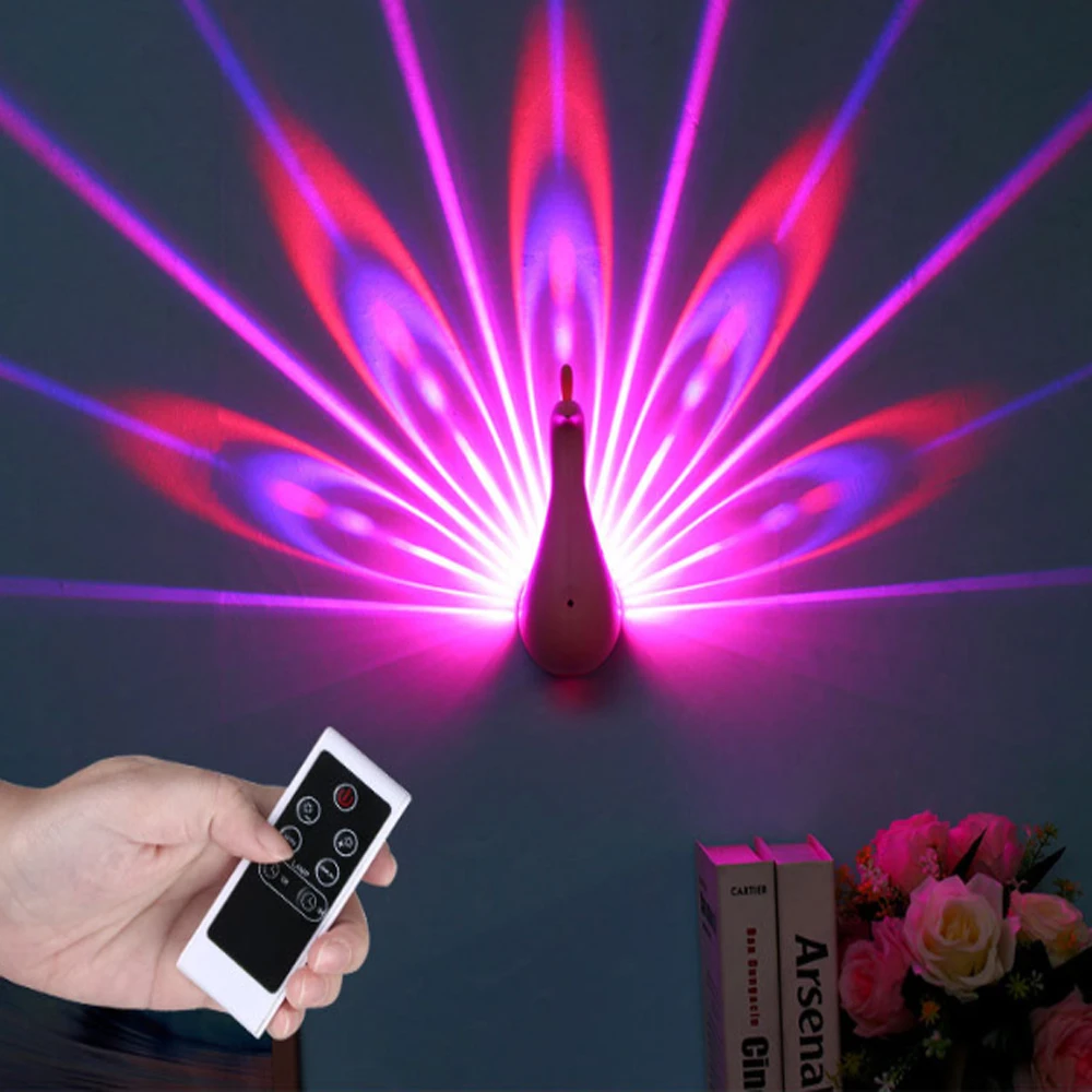 

Remote Control Touch USB Peacock Night Light Indoor Led Wall Light Peacock Projection Night Projector Lamp For Kids Bedroom