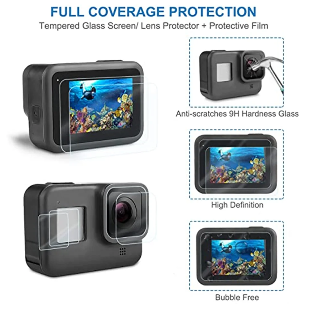 Для Gopro hero 8 комплект EVA чехол из закаленного стекла водонепроницаемый корпус