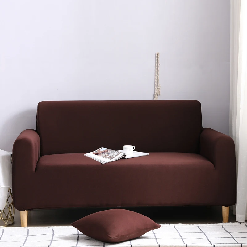 Краткое коричневое растяжение и эластичный материал диване крышка набор диванов