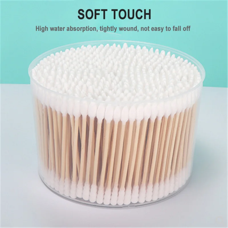 

500 PCS Cotton Swabs with Case Double Head Disposable Cotton Sticks Cosmetic Wood Sticks Ears Cleaning Health Care Tools