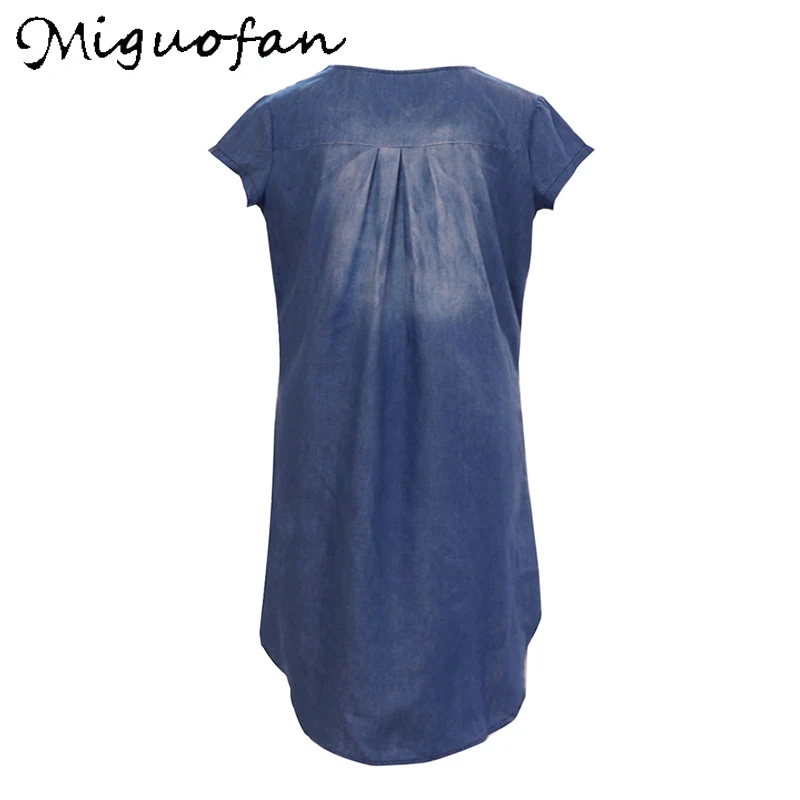 

Miguofan Casual Front Short Back Long Dresses Women Denim Vintage Ladies Summer Beach Boho Plus Size Dress Vestidos Female 2021