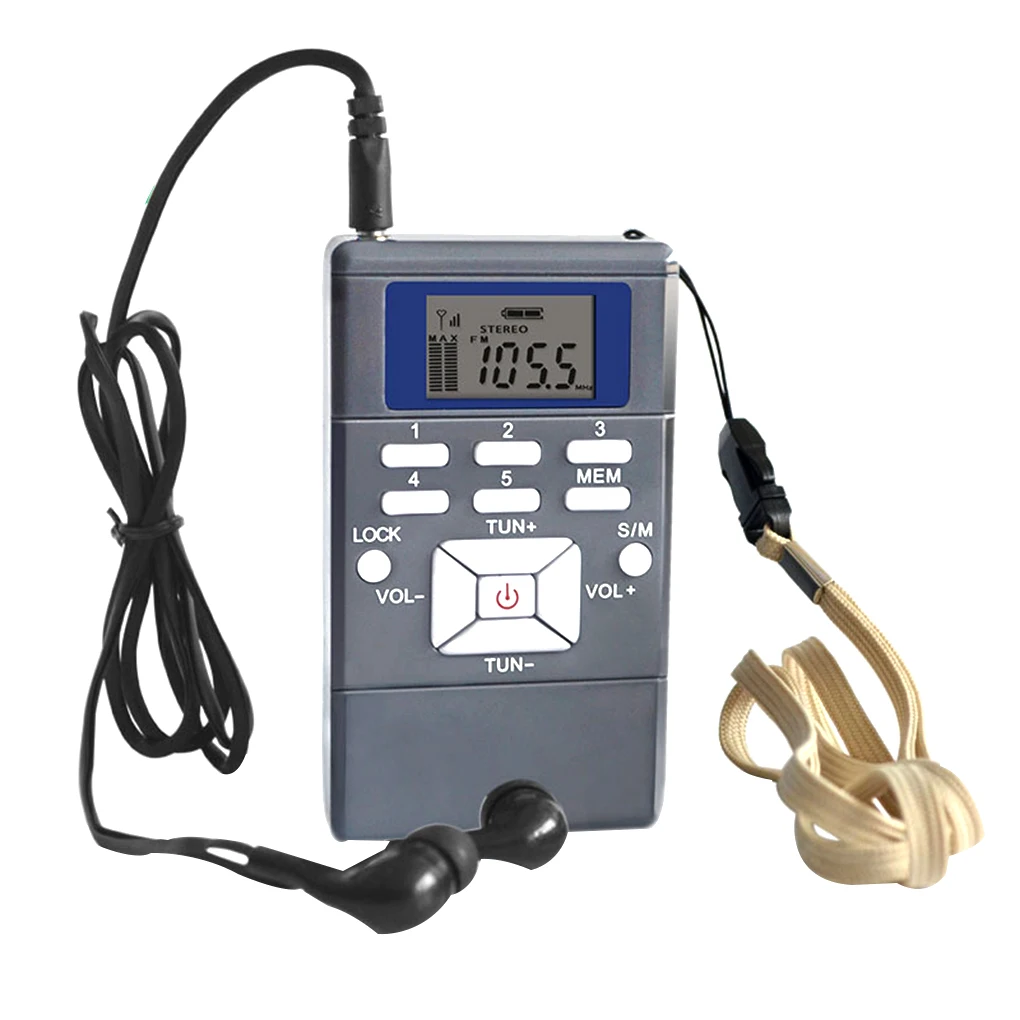

Mini Radio Meeting Room Tour Guide Stereo FM Radio Receiver Portable LCD Display Digital Dual Track Radio with 3.5mm Jack