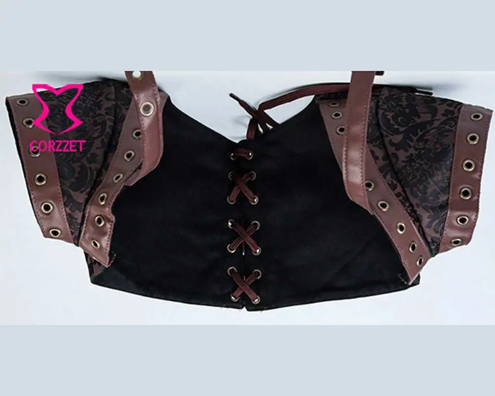 Vintage Black/Brown Steel Boned Waist Trainer Corset Steampunk Armor Bustier Jacket Belt Burlesque Plus Size Gothic Clothing | Женская