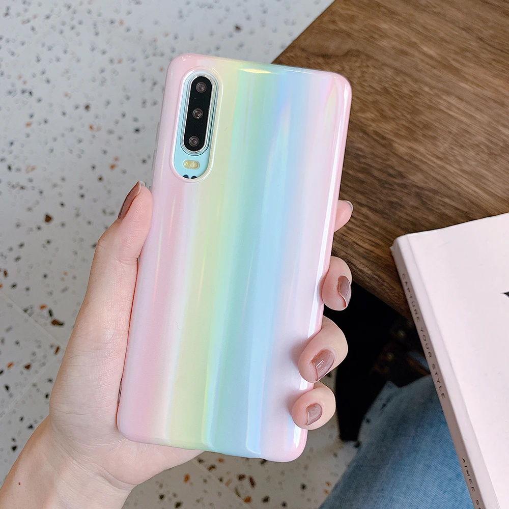 Голографический чехол LOVECOM для Huawei P20 P30 P40 Pro Mate 20 30 мягкий IMD с полным корпусом