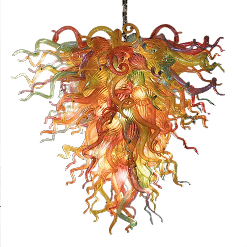 

High Hanging Modern Murano Glass Chandelier Multi Color Art LED Lighting Hand Blown Glass Chandeliers The Hotel Hall Decor