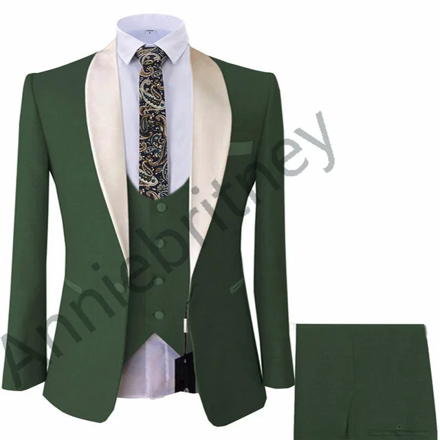 2020 New Slim Fit Mens Suits Sets Royal Blue Business Tuxedos 3 Pieces Blazer Set For Wedding Groomman (Jacket+Vest+Trousers) images - 2