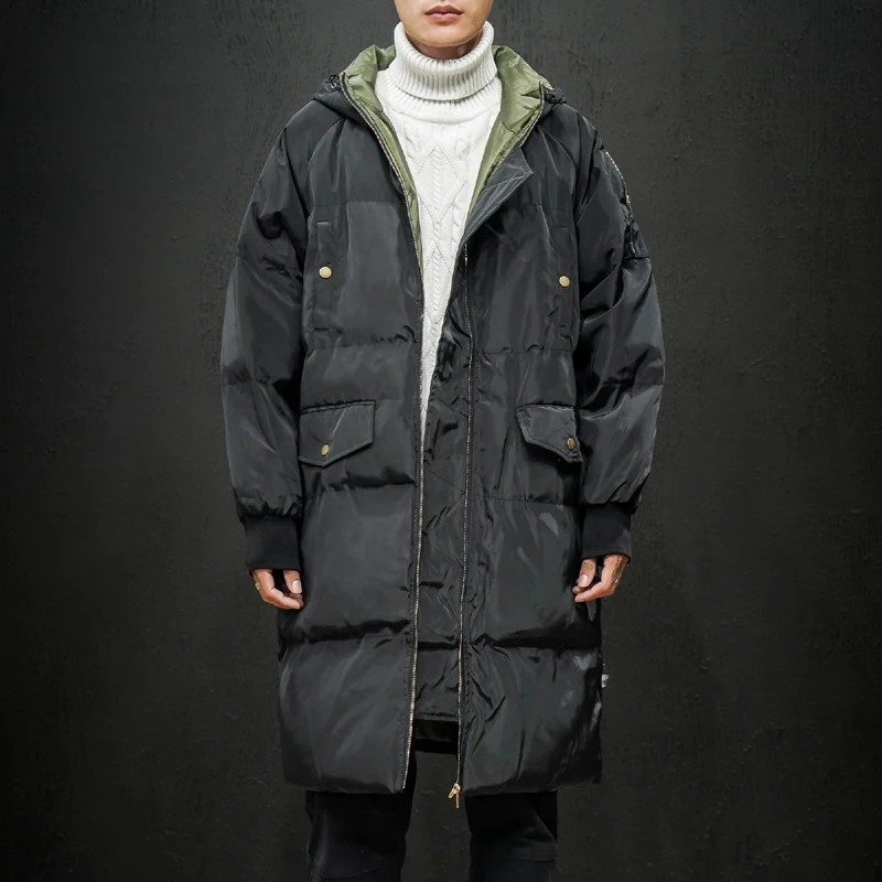 Мужская длинная куртка с капюшоном Повседневная Уличная модная теплая ветровка