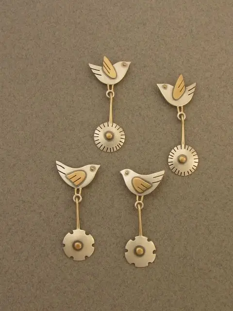 

SPECIAL DESIGN 925 STERLING SILVER FLOWERING BIRD EARRINGS