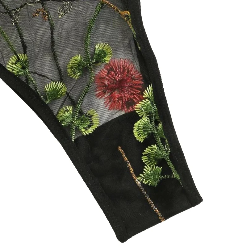 

2020 New Summer Women European And American Foreign Trade Sexy Underwear Embroidery Open File Three-point Sexy Suit