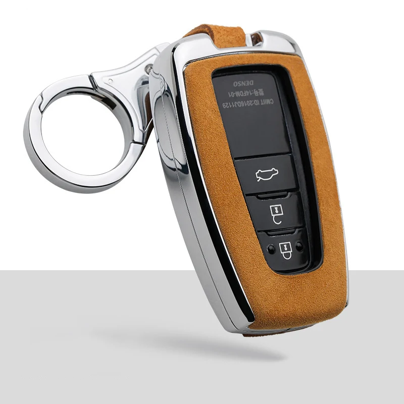 

For Toyota Camry CHR C-HR Prius Camry Corolla RAV4 Prado 2017 2018 Suede Leather Zinc alloy Remote Car Key Cover Case Keychain