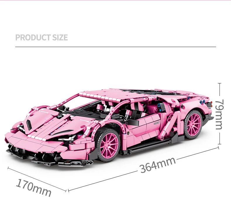 

8609 Technique Racing Building Blocks MOC Simulation Pink Super Sports Car Model Bricks FKP Toys for Kids Adult Gift Birthday