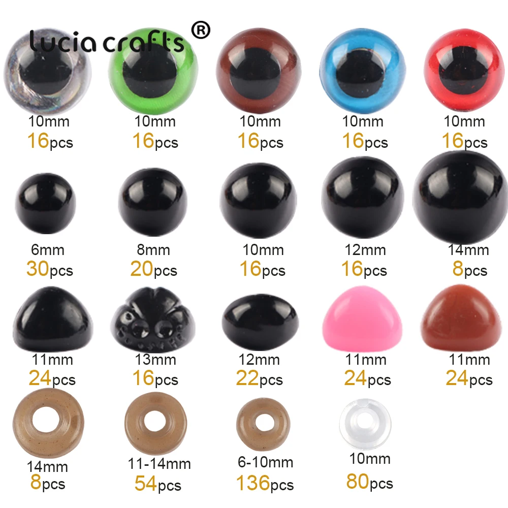 Lucia Crafts 6-14mm Colorful Plastic Animal Safety Eyes Eyeball For Soft Toys Doll Craft Accessories Y0104 | Дом и сад