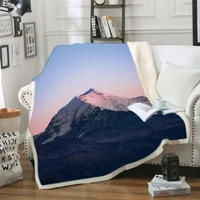 mountains in evergreen blanket wool flannel plush blanket bedspread for office sherpa blanket couch quilt cover