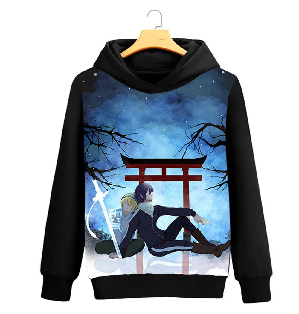 Толстовка Noragami Yato с рисунком аниме для косплея унисекс Черная длинным рукавом Iki