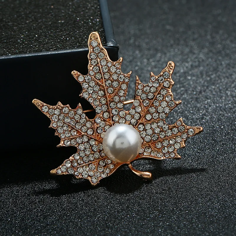 Высококачественные роскошные стразы кленовый лист металлическая брошь булавки