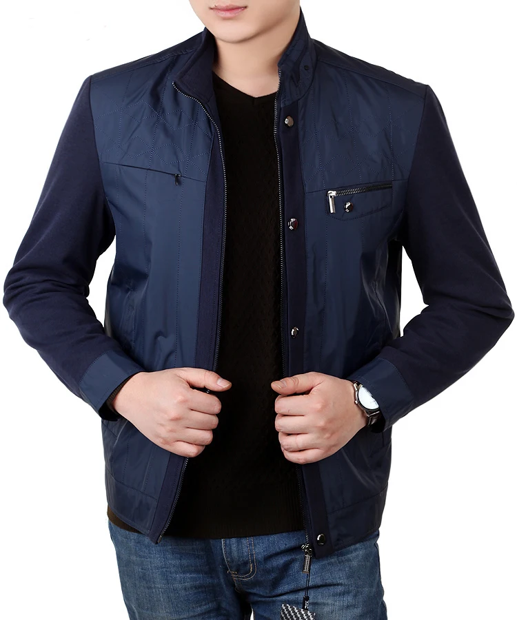 

Men Jacket Casual Thin Mens Jackets 2020 Autumn Jacket Stand Collar Middle Age Slim Plus Size HJ482