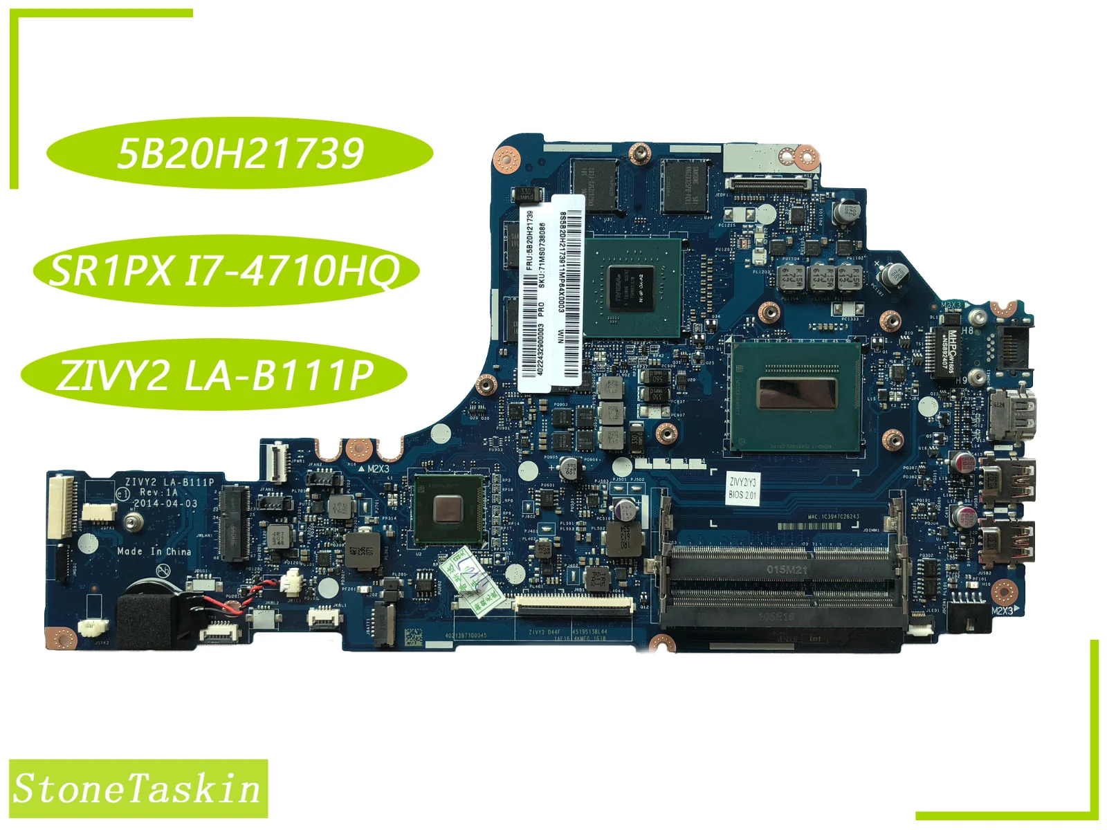 Материнская плата 5B20H21739 для ноутбука Lenovo Ideapad Y50-70 ZIVY2 LA-B111P SR1PX I7-4710HQ 100%