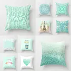 Наволочка для подушки мятно-зеленого цвета, наволочки с геометрическим принтом, наволочка для подушки, чехол для дивана, наволочка 45*45 см, декоративный чехол для диванных подушек