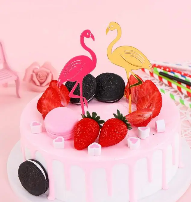С Днем Рождения Единорог Фламинго акриловый торт Топпер торты украшения