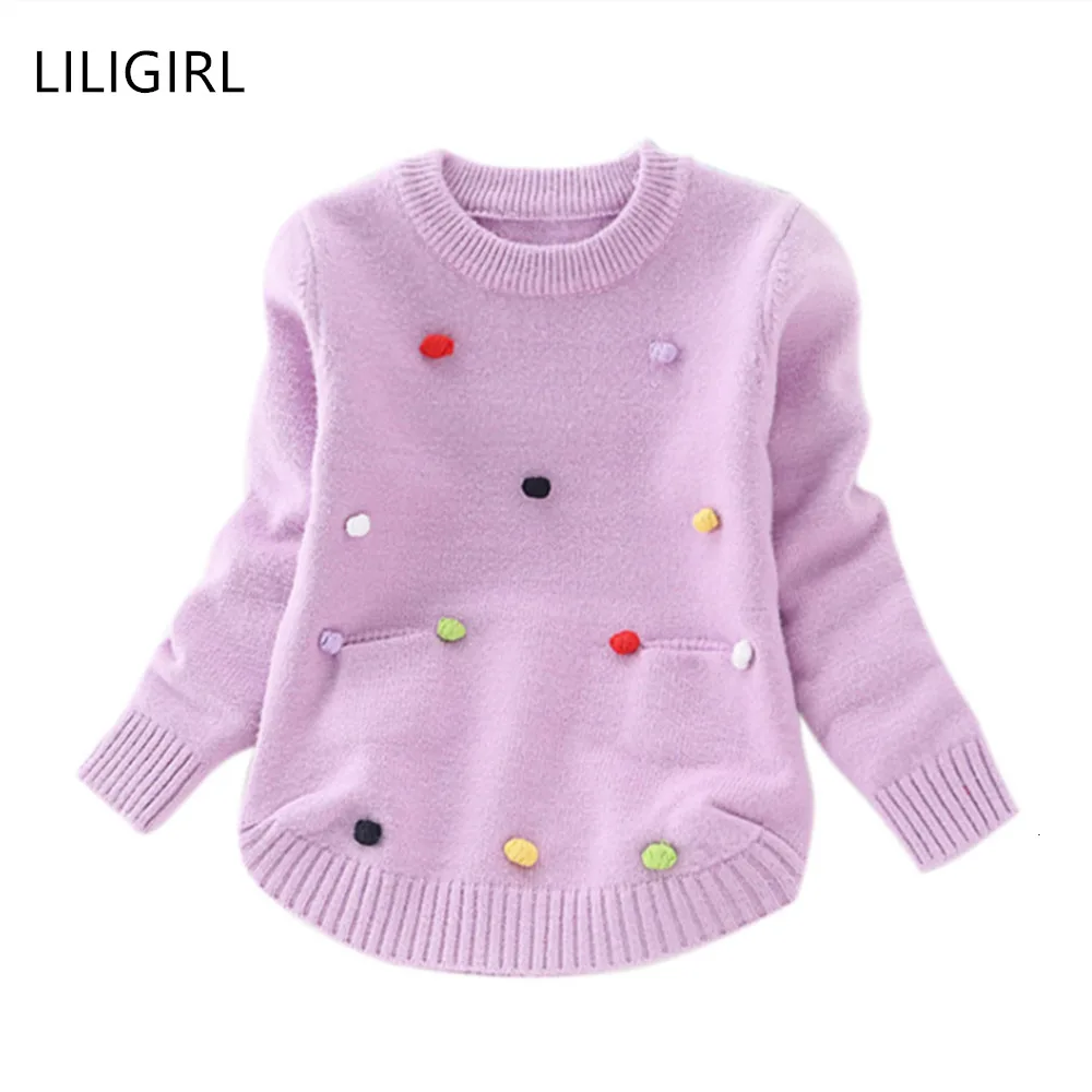 LILIGIRL новорожденных хлопок в горошек свитер вязаная для маленьких девочек