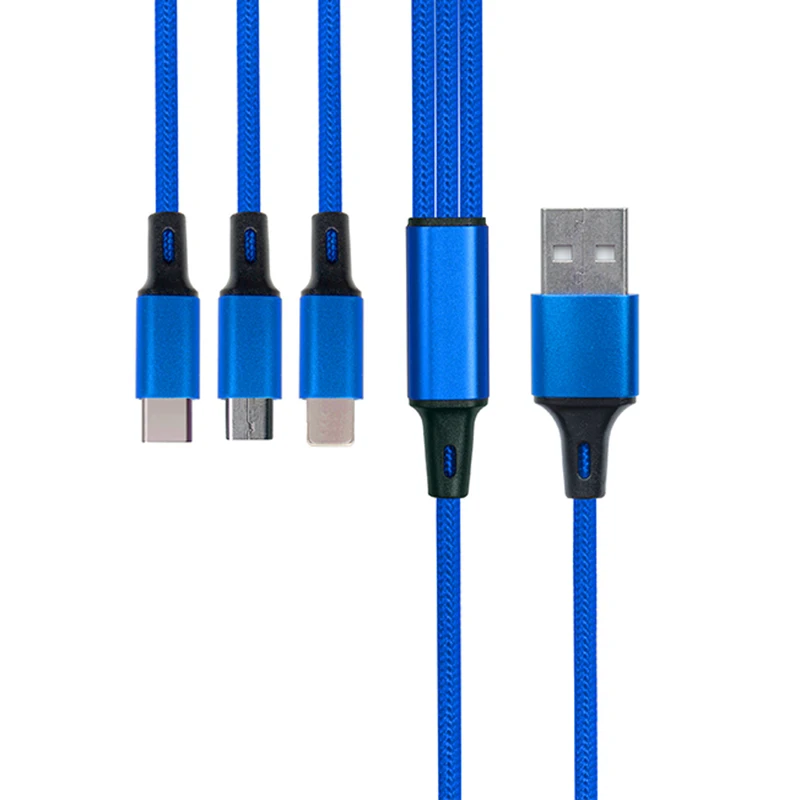 3 в 1 тройной кабель для Apple+ type-C+ Micro USB кабель для зарядки мобильного телефона Android для iPhone iPad смартфон