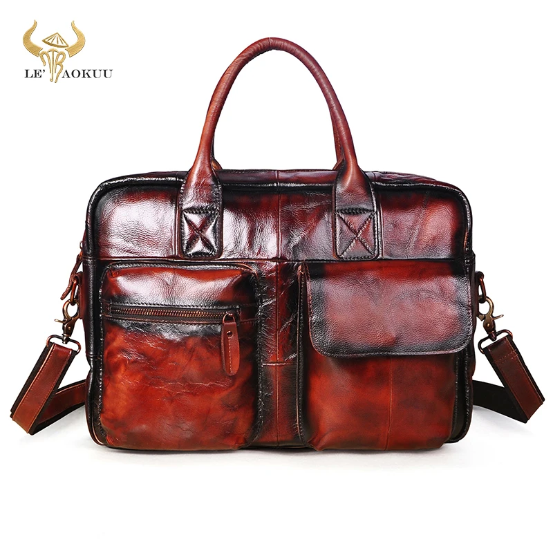 

Thick Grain leather Men Unique Handbag Business Briefcase Commercia Document Laptop bag Male Attache Portfolio Tote Bag b331