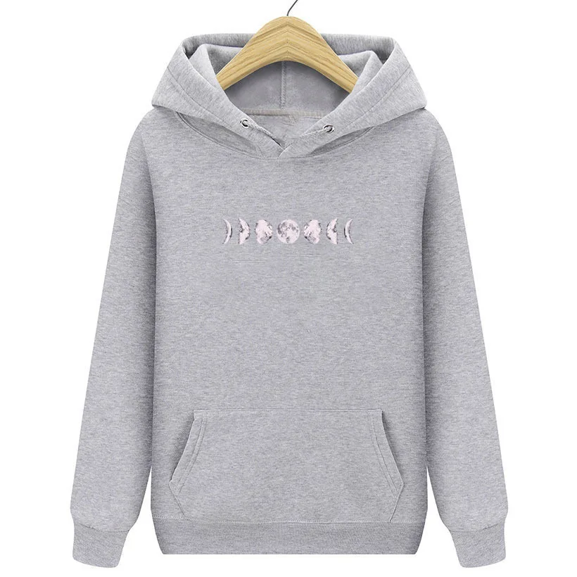 

Fashion Moon Printed Long Sleeve Hoodies Lady Cotton Cropped Tops Women Pullover Female Hoodies Black Hoodie Sweatshirt