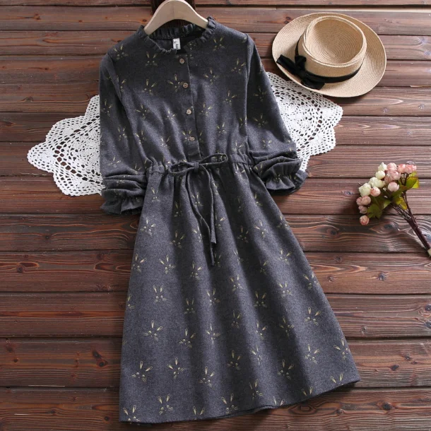 Осеннее повседневное однотонное свободное женское платье с v-образным вырезом