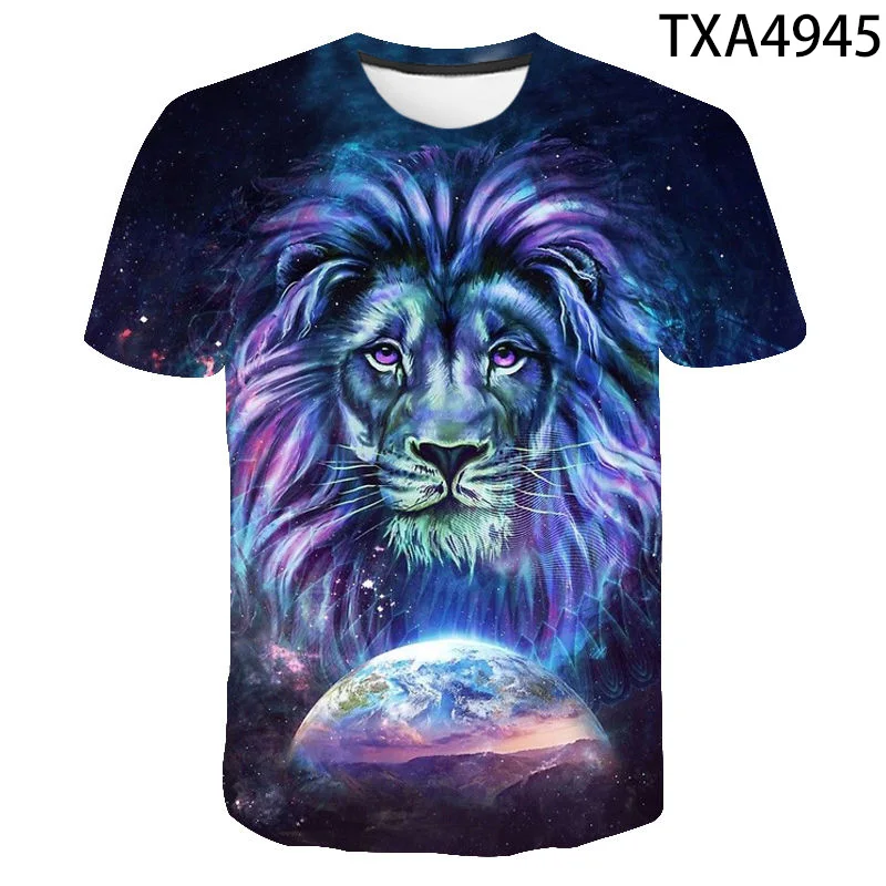 

Lion Pattern Fashion T-shirt Men Women Children 3D Printed Cotton Short Sleeve Streetwear Boy Girl Kids Casual Tops Summer New