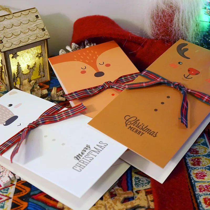 Магазин MissYe рождественские открытки шарф животное бант лента с конвертом