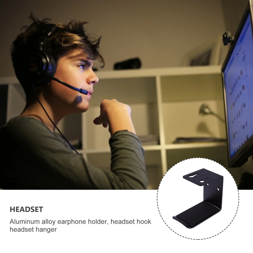 

1pc Headphone Hanging Bracket Headset Stand Internet Headset Rack (Black)