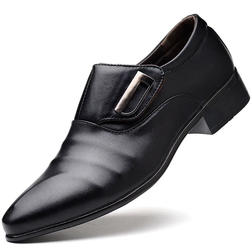 

2021 Luxury Brand PU Leather Fashion Men Business Dress Loafers Pointy Black Shoes Oxford Breathable Formal Wedding Shoes 38-48