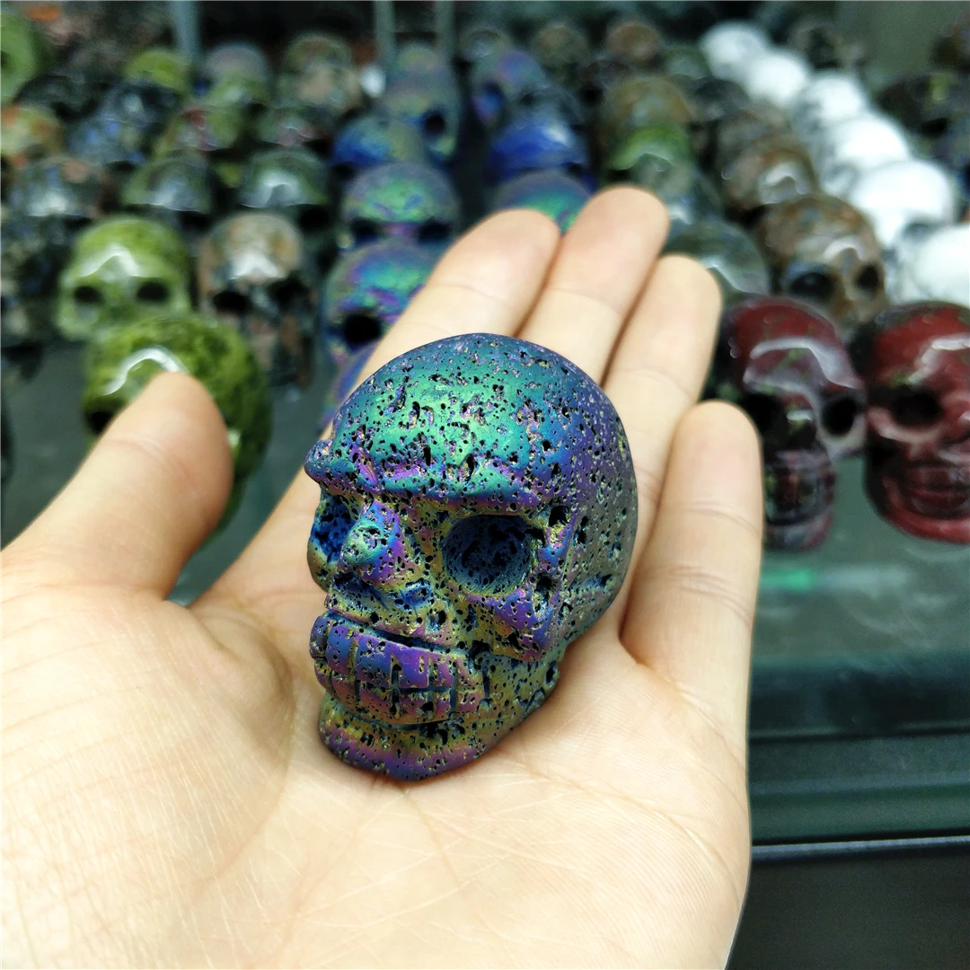 

5CM Pelelith Quartz Natural Lava Mineral Crystals Carved Skull Vesuvianite Geology Collect Dazzle Color Wicca Decor Accessories