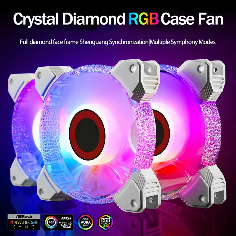 

Led 120mm Computer Case Cpu Cooling Quiet Fan RGB Cooler Fans Silent Ventilador DC 12V Adjust Speed 12CM Radiator Accessories