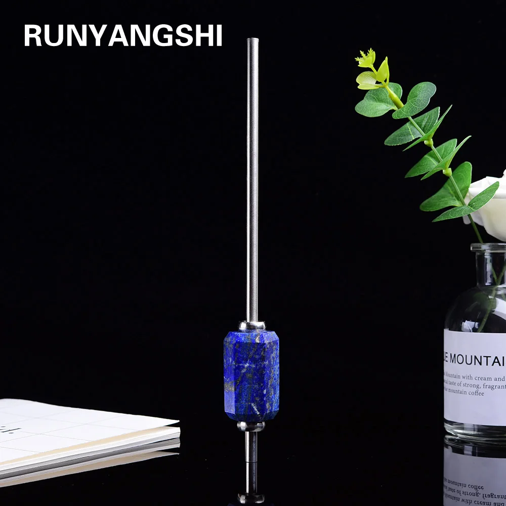 

1 шт., 304 кристаллическая лечебная соломинка Runyangshi, синяя Лазурит, лазурит 18/8, многоразовые голубые соломинки из нержавеющей стали с лазурито...
