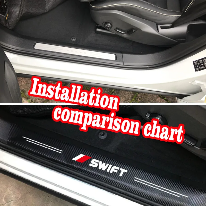 Двери автомобиля Наклейка для порога Suzuki Swift Авто искусственная кожа углеродного