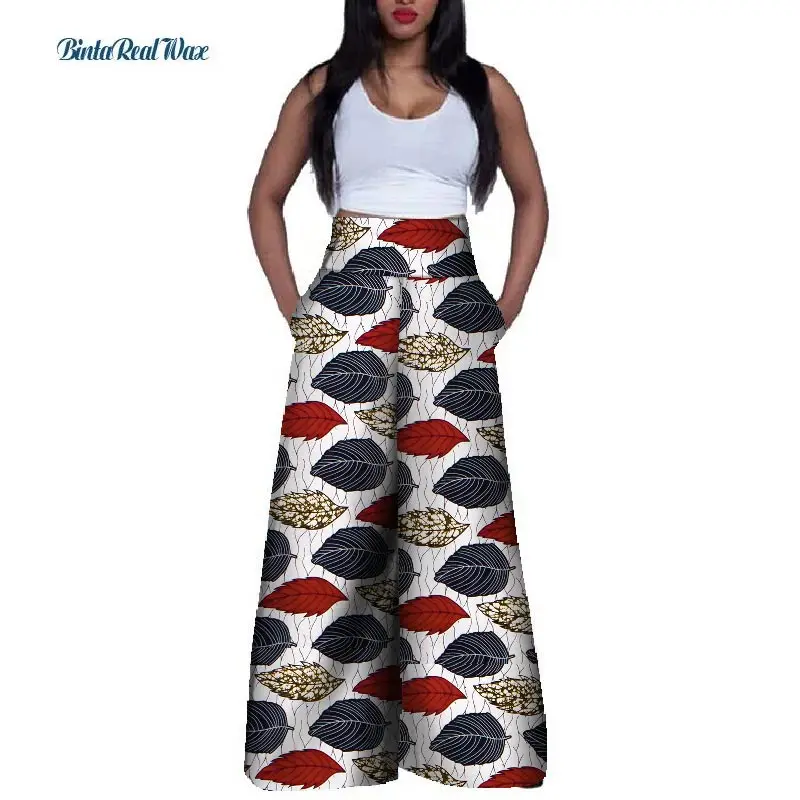 Модные женские брюки с Африканским принтом высокой талией Bazin Rich 100% хлопок