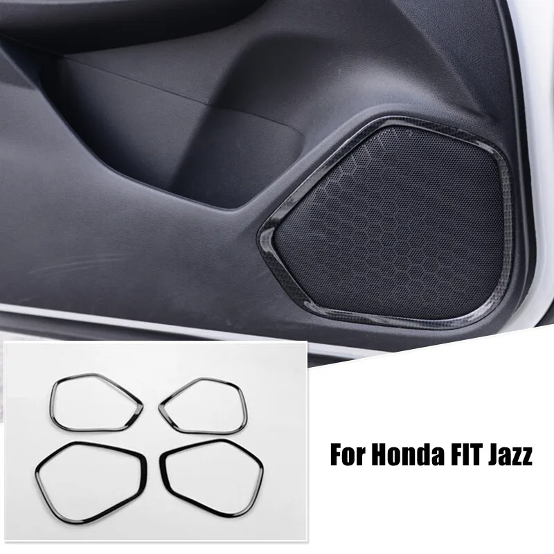 

For Honda FIT Jazz 2014-2018 Accessories ABS Matte/Carbon fibre Car door inner speaker audio Horn ring Cover Trim car styling