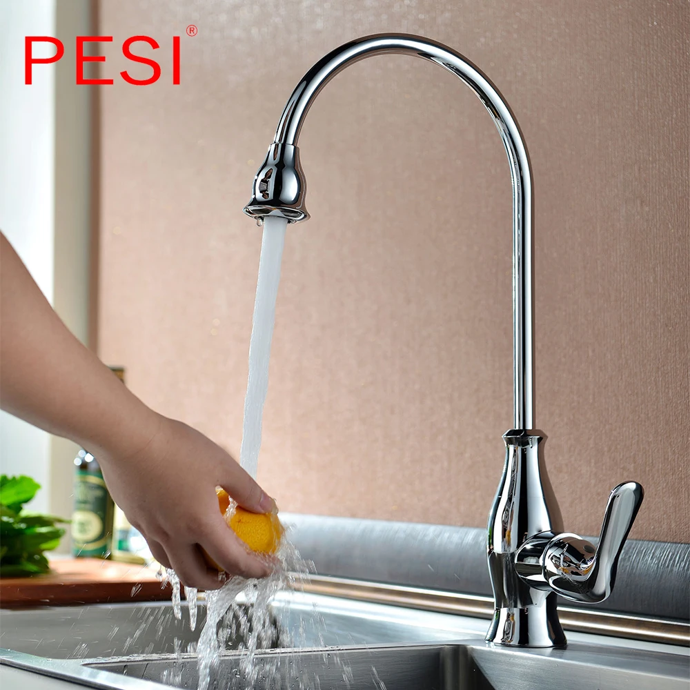 Акция простой стиль 100% медный золотой кухонный кран латунь встраиваемый в