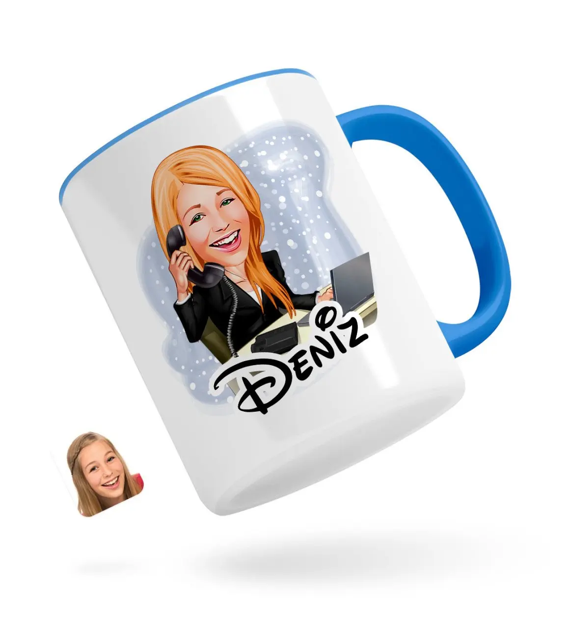 

Персонализированные Для женщин помощник карикатура синего кружка Bardak-1