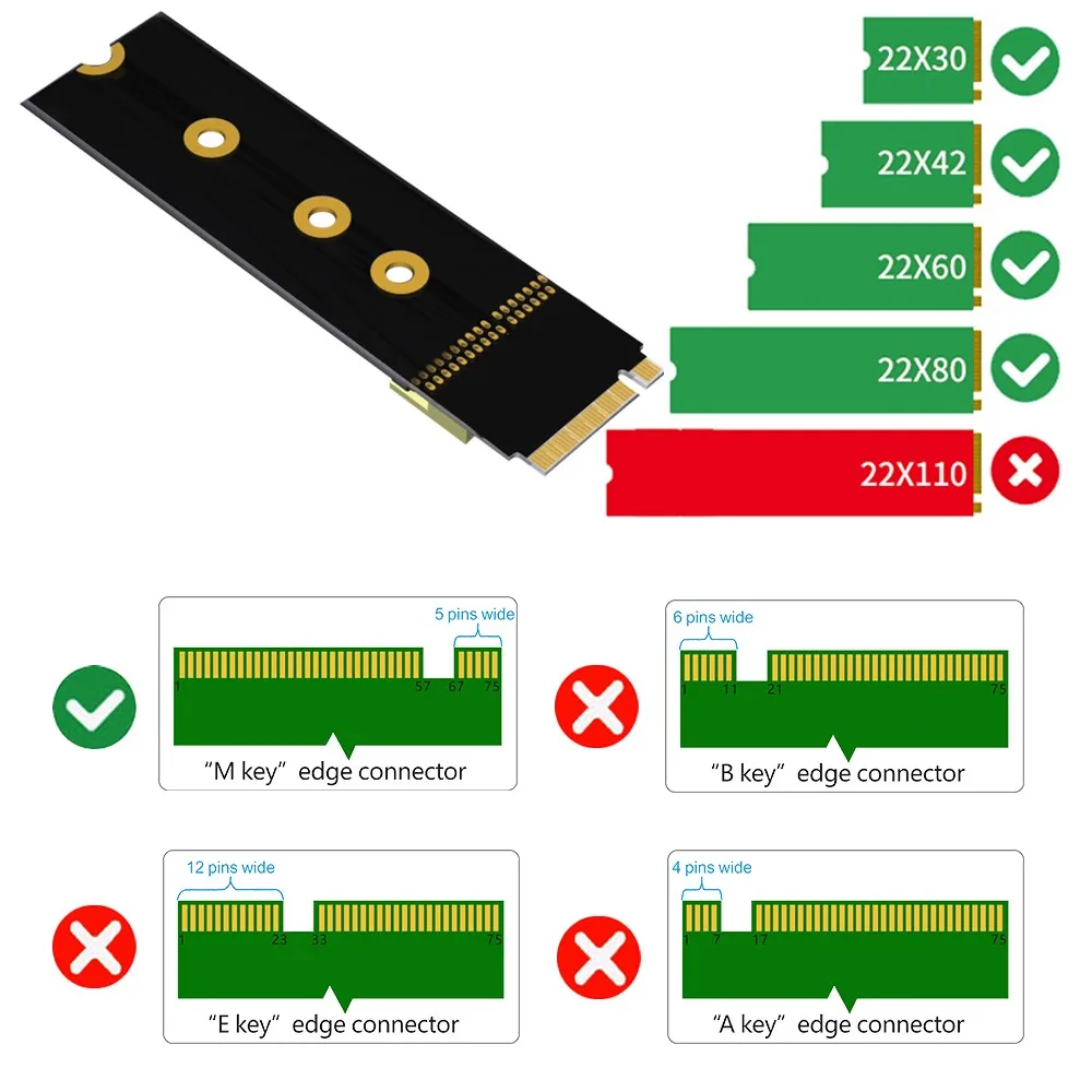 

Переходник для карты памяти, Кабель-адаптер для M.2 NVMe NGFF Key U.2, адаптер для ключей M.2 NVME SSD