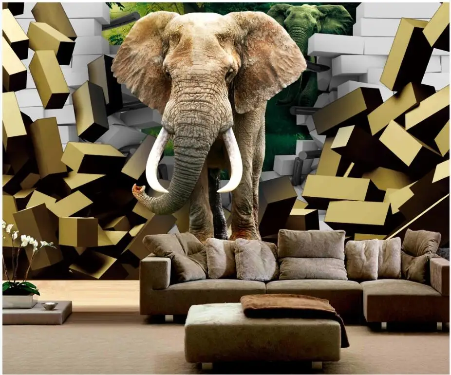 

3D-обои на заказ с изображением леса слона сквозь стену комнатное домашнее украшение 3d настенные фрески обои для стен 3 d