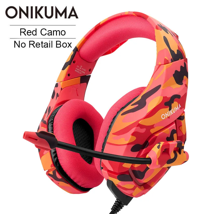 Red PVC Package ONIKUMA K1 Casque PS4 игровая гарнитура с микрофоном камуфляжные наушники с шумоподавлением для ПК сотового телефона Xbox One ноутбук - Цвет: Red PVC Package