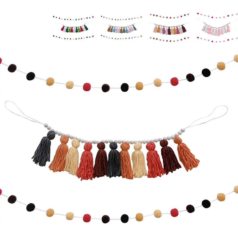 

Tassel Garland Colorful Wedding Birthday Party Banner Tassel Decorative Kids Room Decor Wall Hanging For Baby Shower