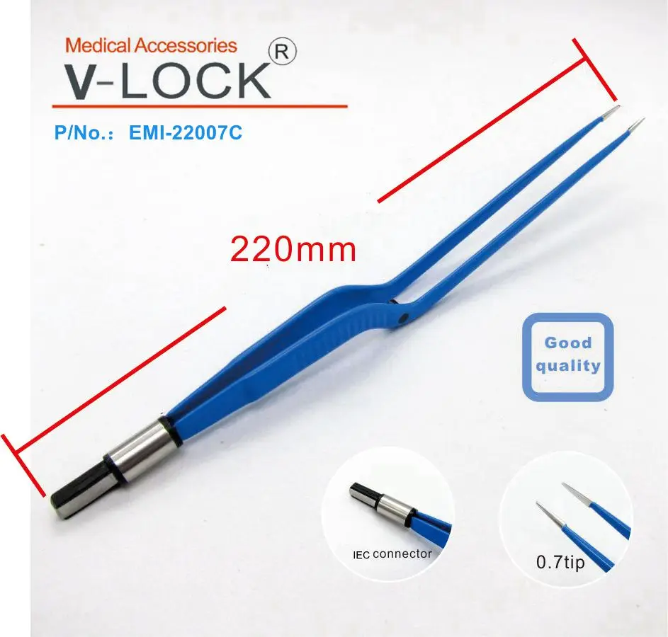 2019V LOCK лучшие одноразовые Биполярные щипцы 220 мм изогнутая для