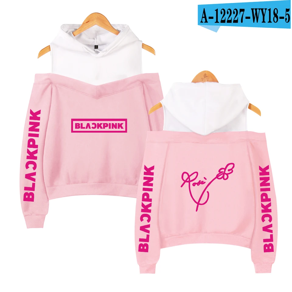 pink Сексуальные модные черные розовые толстовки женские Kpop толстовки с принтом Blackpink женские толстовки без бретелек хип-хоп толстовка - Цвет: pink