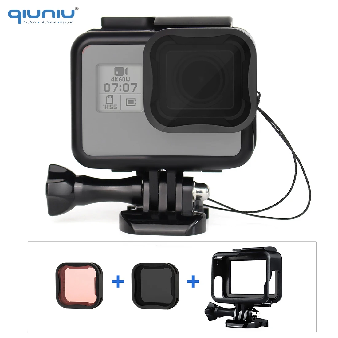 Защитный чехол QIUNIU с рамкой + фильтр ND8 для объектива подводного плавания GoPro Hero
