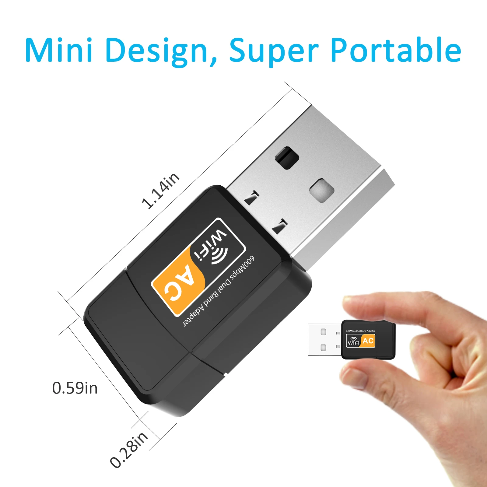 Wifi Adapter 600mbps Wireless Network USB Dual-band 2.42GHz/5.8GHz LAN Card 802.11ac Suitable For Desktop | Компьютеры и офис