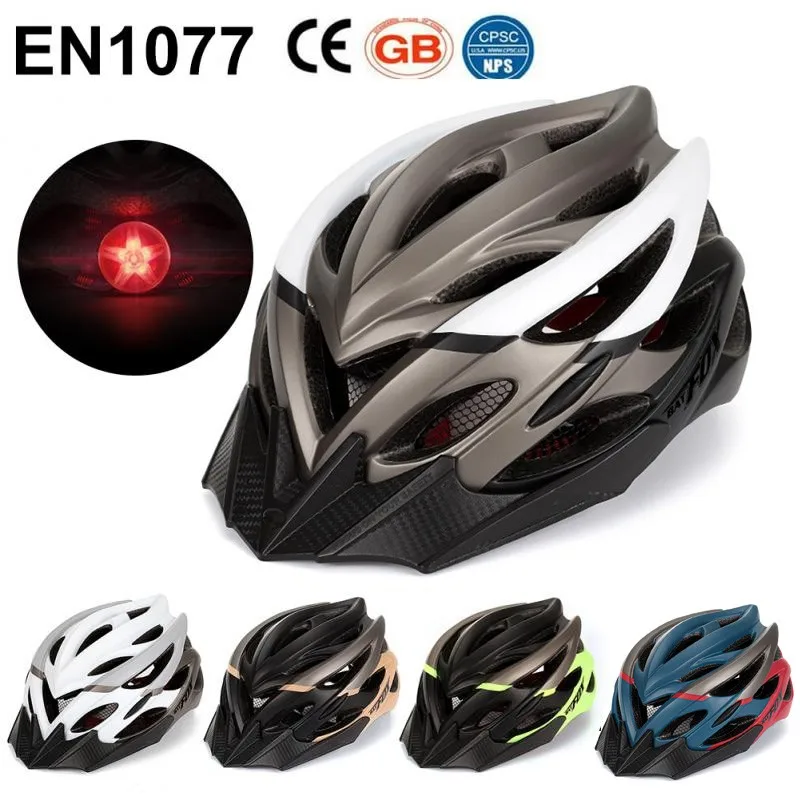 Cycling Helmet With Taillight Brim Men Women Mtb Helmet Mountain Road Bike Riding Helmet Bicycle Light Helmet 56-59cm